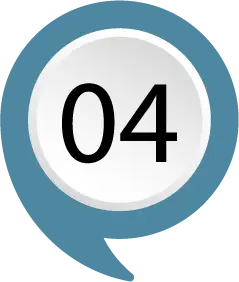 Icon 4: Extraservice für Zeitersparnis, blaue Sprechblase mit Zahl Vier